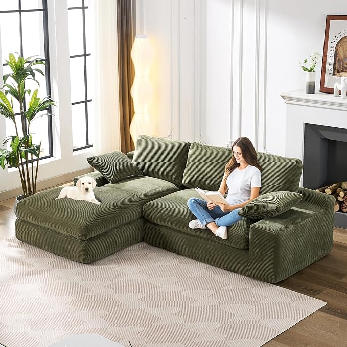 98.4" Green Sectional Sofa Cloud Modular Sectional Couch - Image 4