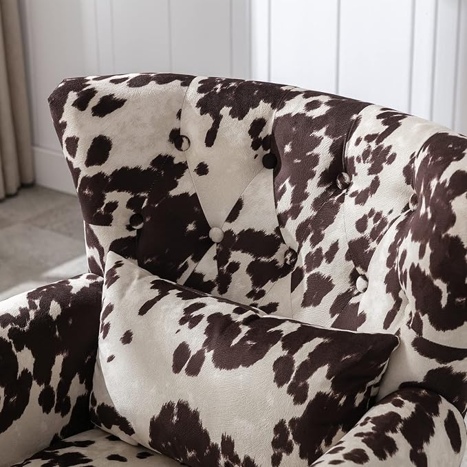 Mid Century Modern Accent Chair Upholstered Armchair Comfy Velvet Tufted - Image 4