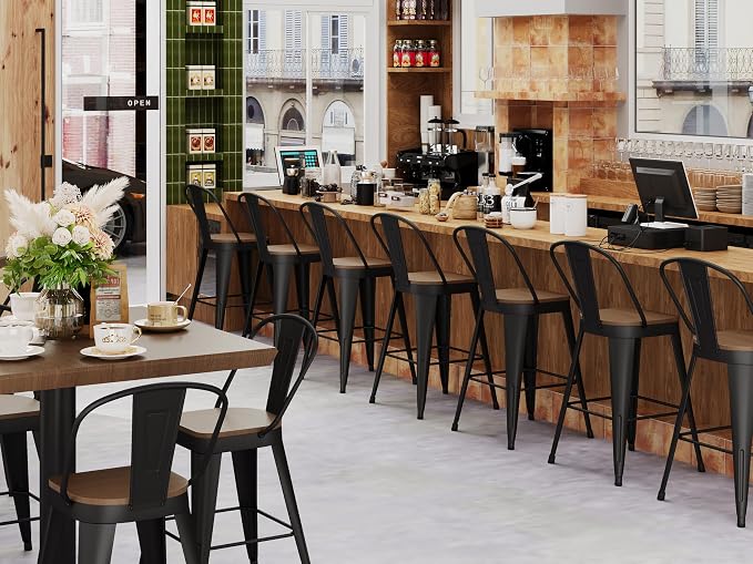 Andeworld Metal Bar Stools Set of 4, 24 inch Counter Height Barstools - Image 8