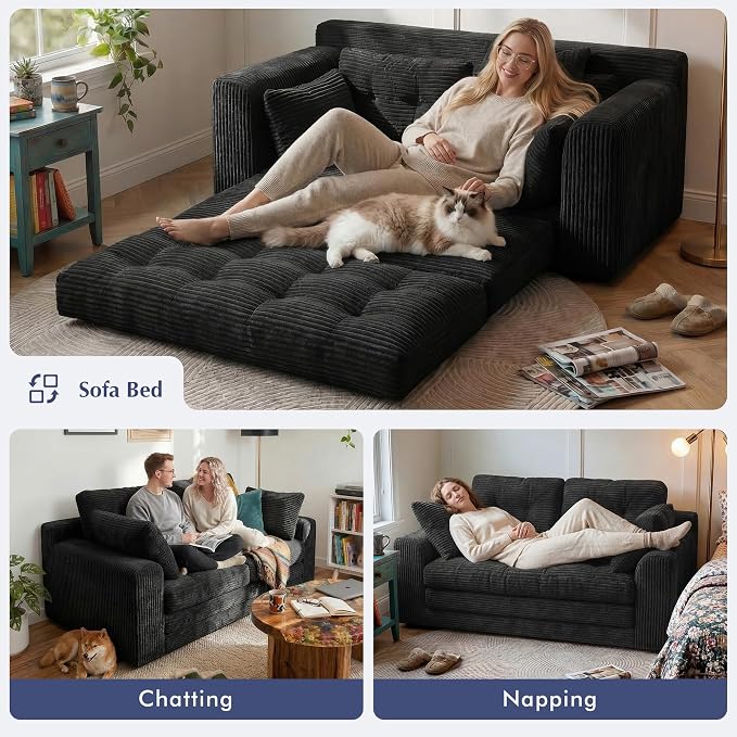 Homkdom Convertible Loveseat Sleeper, Space-Saving Folding Sofa Bed - Image 4