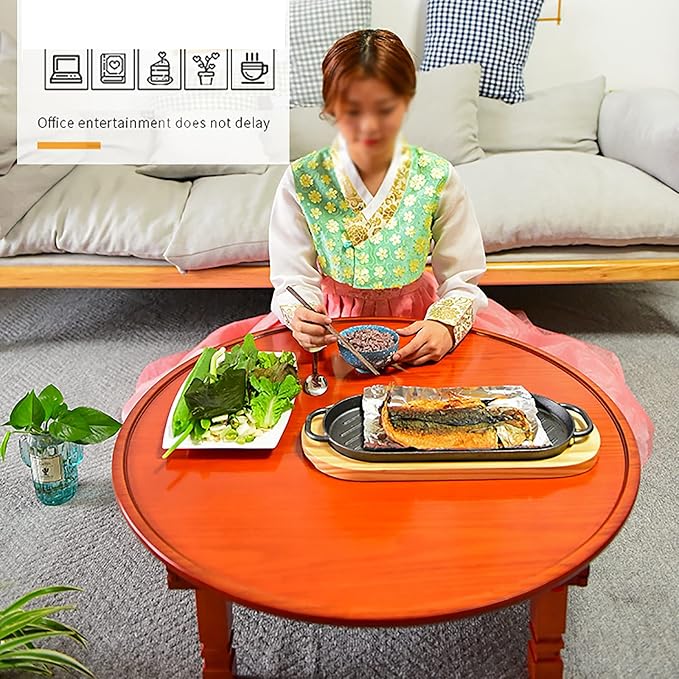 Folding Round Table, Korean Printing Dining Table/Coffee Table/Study Table/Low - Image 2