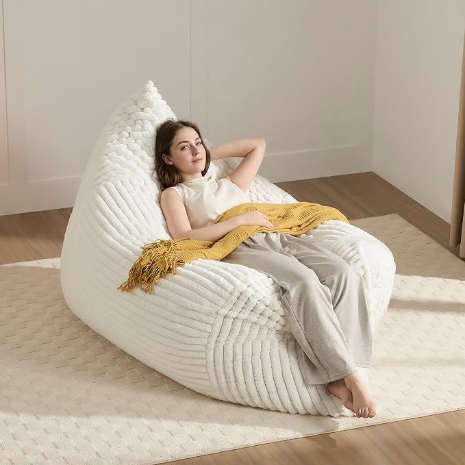 3-in-1 Giant Bean Bag Chair for Adults & Kids, Convertible Floor Sofa to by Gericco