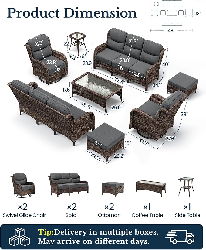 HILLGA 8-Piece Luxury Patio Furniture Set - Image 2