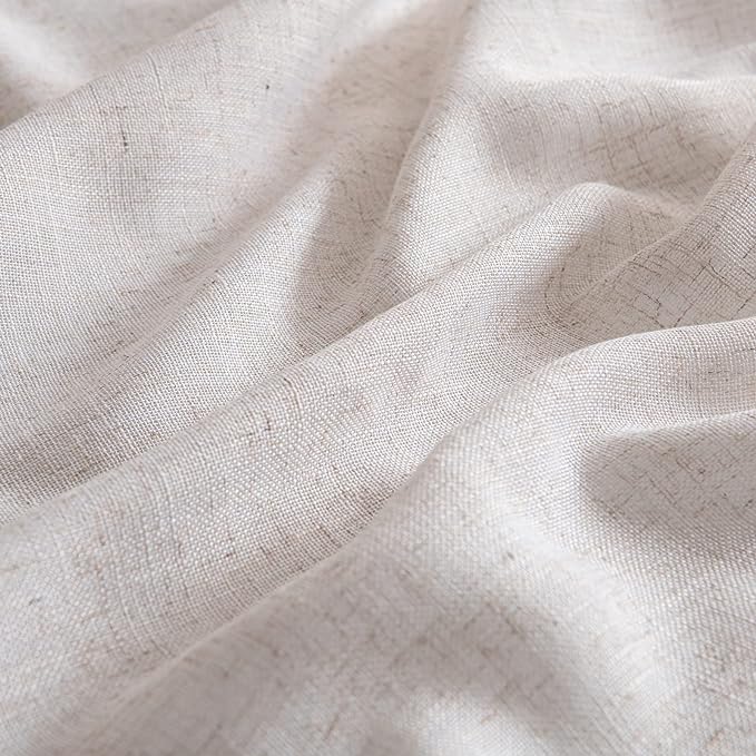 MIULEE Natural White Linen Curtains 102 Inch Length 2 Panels - Image 4