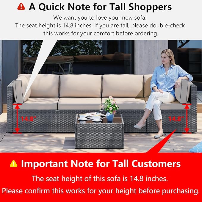 5 Piece Outdoor Patio Furniture Set, All Weather Conversation Set - Image 2