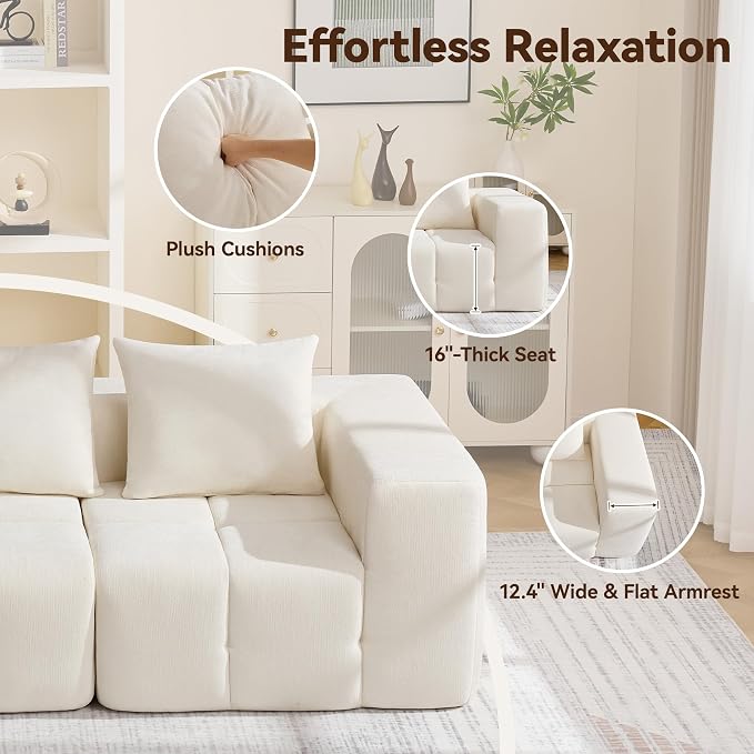 160" Boneless Couch, Oversized Cloud L Shaped Couch, Modular Sectional Sofa - Image 5