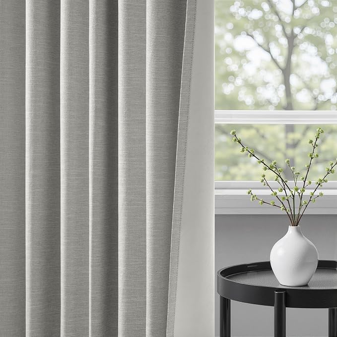 Topfinel Grey Linen Blackout Curtains 90 Inches Long - Image 3