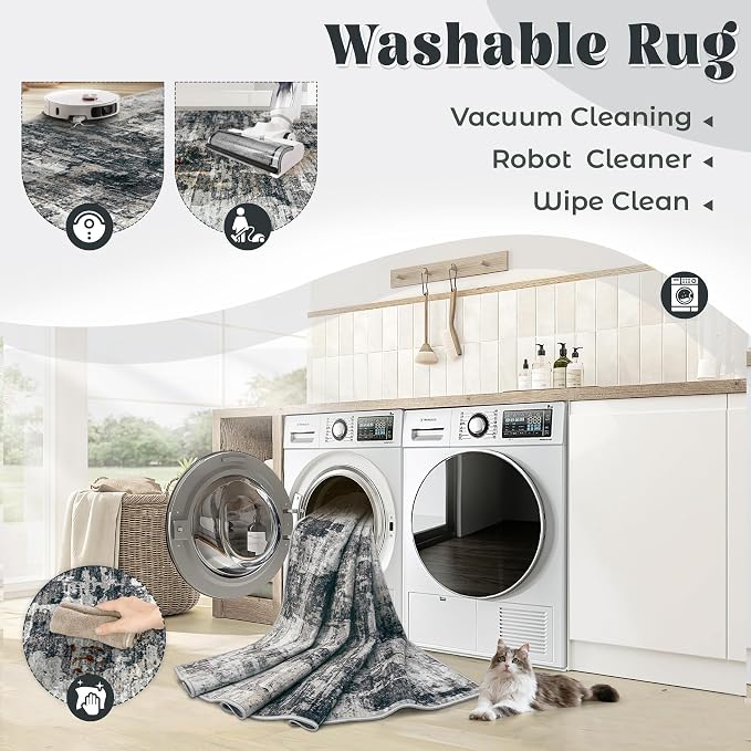 10x14 Area Rugs for Living Room, Washable Modern Abstract Large Area Rug - Image 2