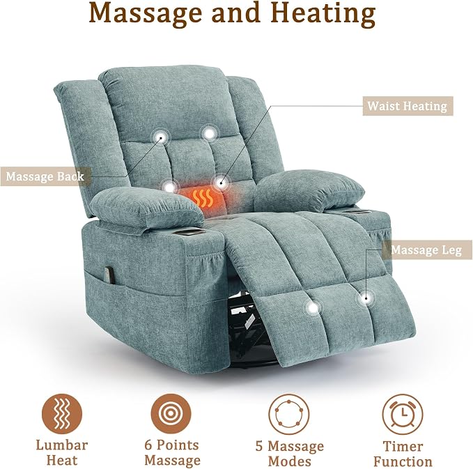 Korser Adult 360° Swivel Rocking Recliner, Nursery Rocking Chair - Image 4