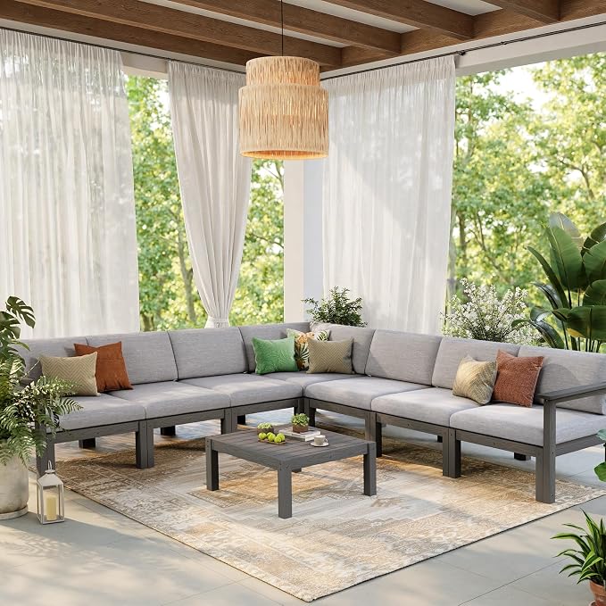 Stoog 11-Piece Patio Conversation Set, 9-Seats U-Shaped Modular Patio Sofa Set - Image 6