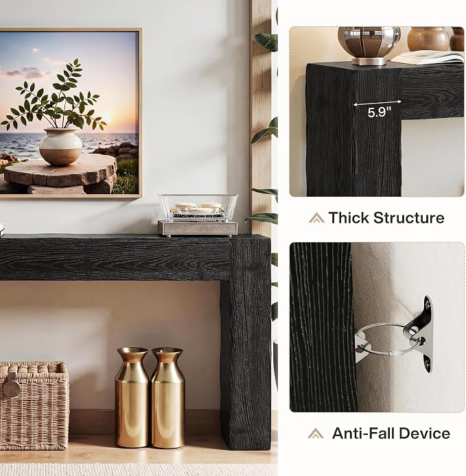Tribesigns 63-Inch Solid Wood Console Sofa Table, Farmhouse Long Entryway Table - Image 4