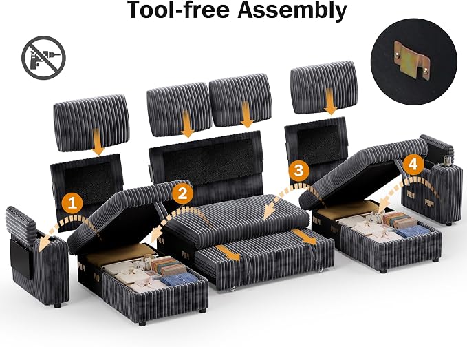 Vipbear 108" Modular Sectional Sleeper Sofa - Image 4