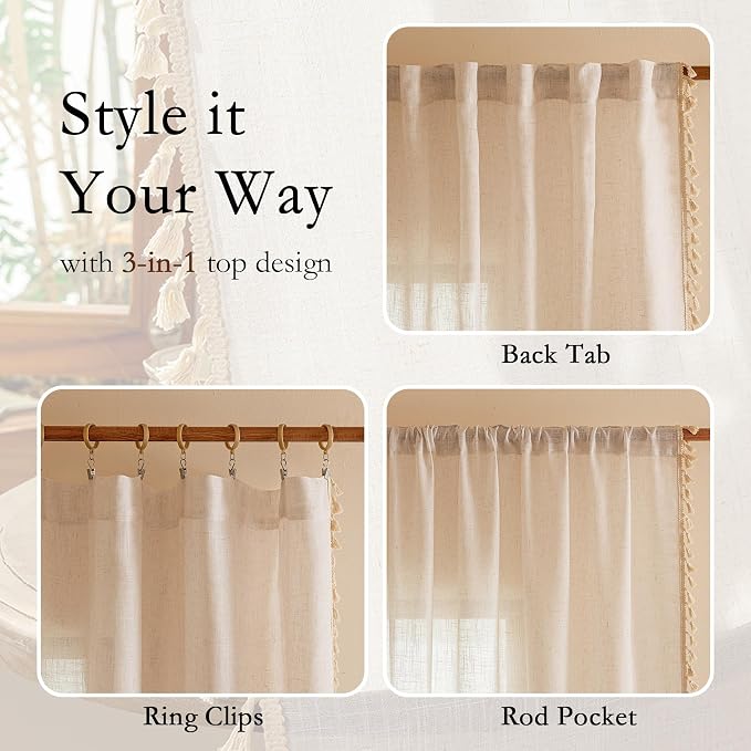 MYSKY HOME Natrual Curtains 84 Inches Long - Image 3