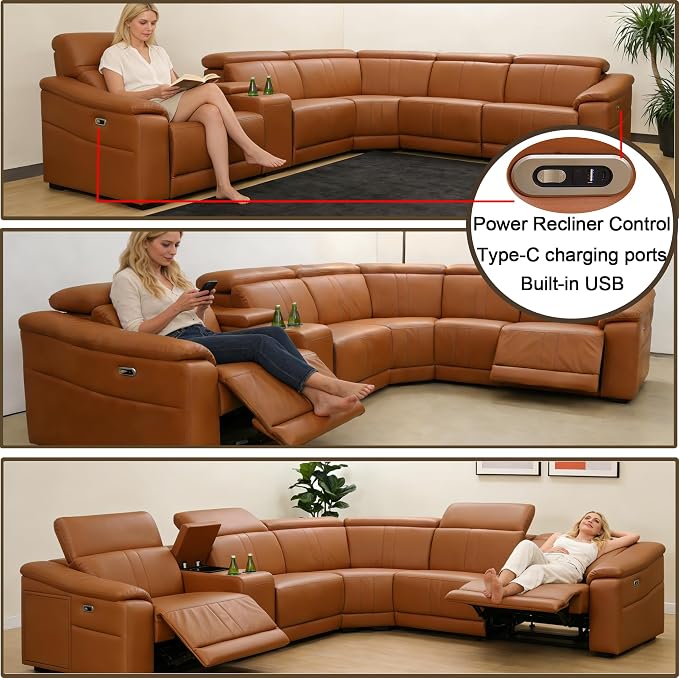 Power Recliner Sofa Set, Reclining Sectional Sofa Couch - Image 7