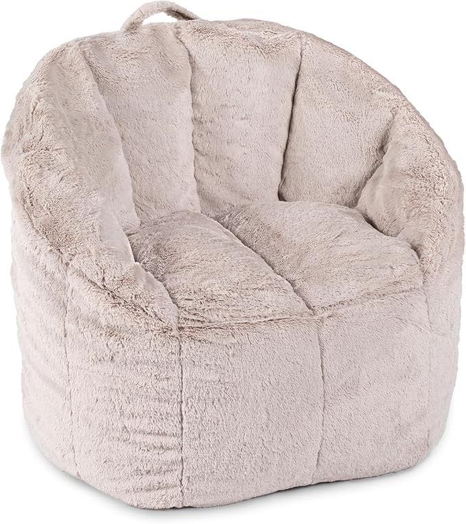 Big Joe Milano Bean Bag Chair for Kids, Ultra-Soft Taupe Plushie Polyester Blend by BigJoe