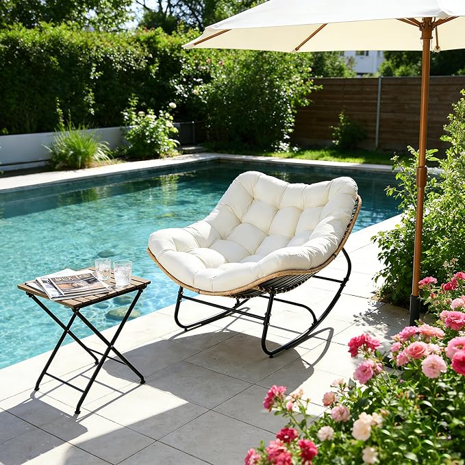 SUNCROWN Oversized Wicker Rocking Chair Indoor Outdoor, 450 LBS Heavy Duty - Image 4