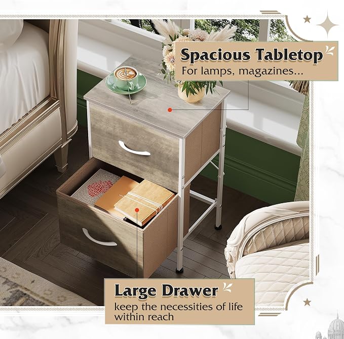 WLIVE Night Stand, Greige Nightstand - Image 5
