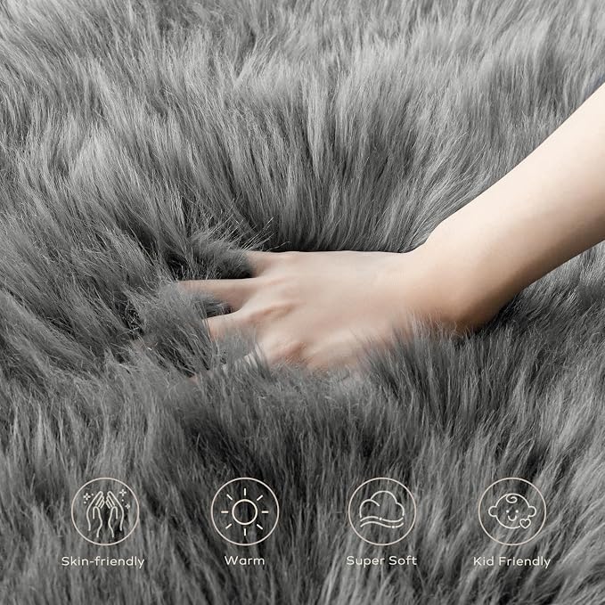 Ashler Faux Fur Rug, Fluffy Shaggy Area Rug, Ultra Soft 2 x 6 Feet Sheepskin Fur - Image 6