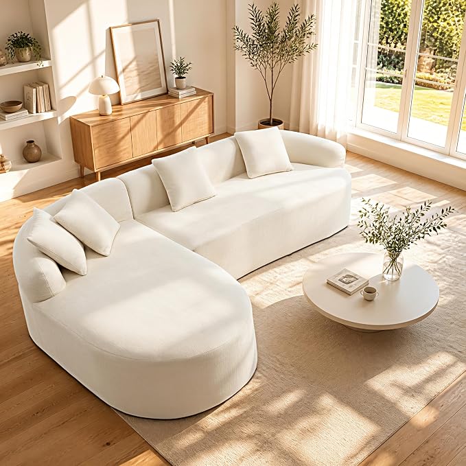99" Curved Sectional Sofa with Chaise, Modern Boneless Couch with Deep Seat by VYUXWO