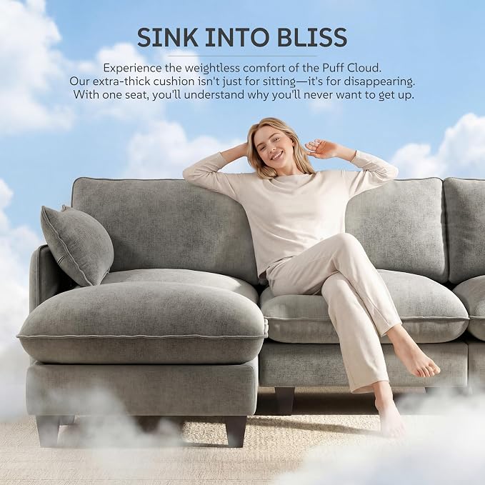 Ihanherry 105" Modular Sectional Sofa, L-Shaped Cloud Couch - Image 3