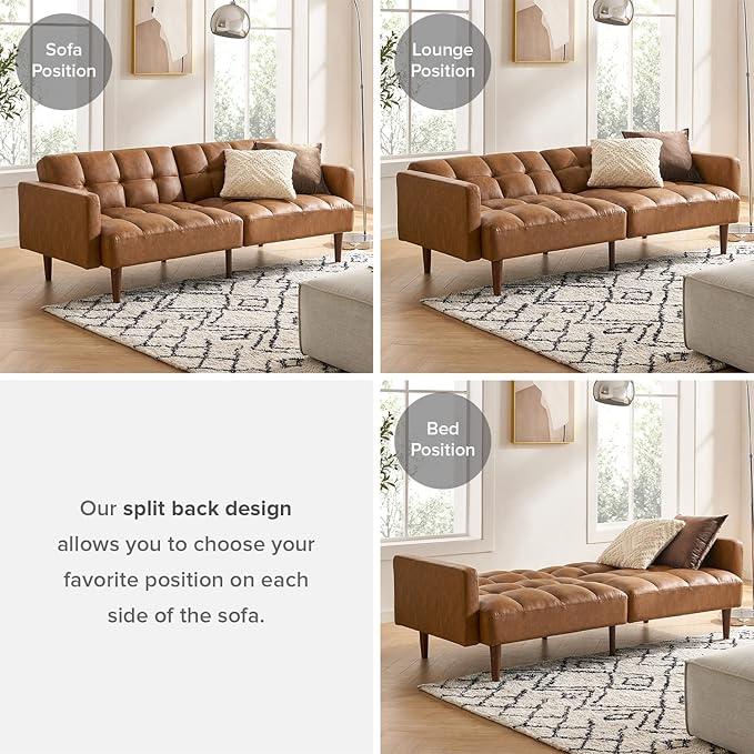 mopio 76.4" Futon Sofa Bed, Sleeper Sofa, Mid Century Modern Futon Couch - Image 7