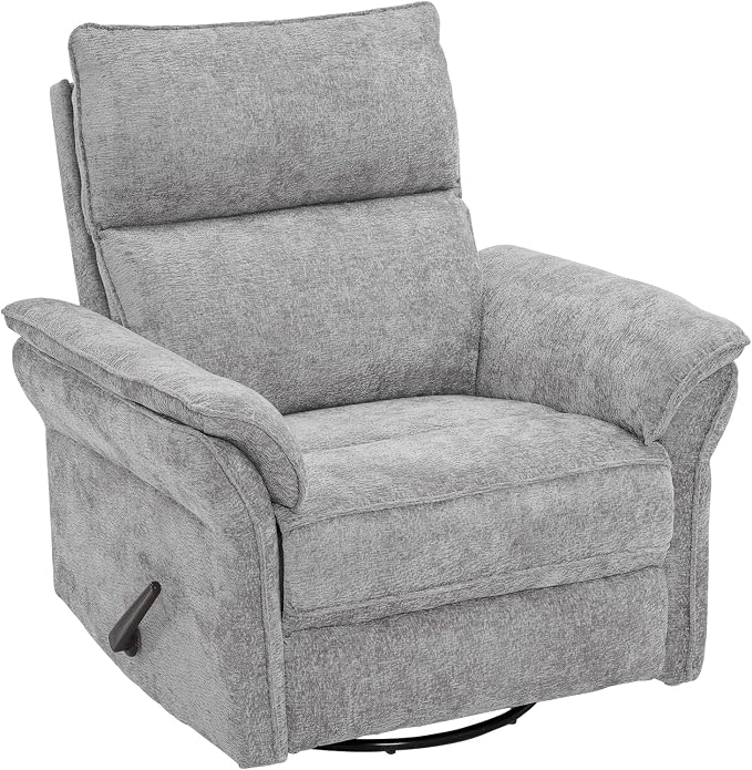 Rocking Chair Nursery with Adjustable Headrest, Manual Swivel Rocker Recliner by Rhevoy