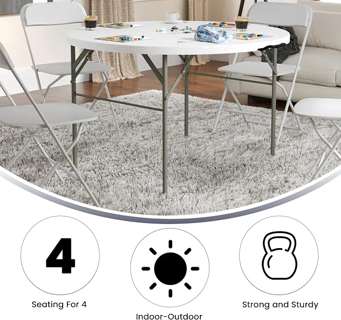 Flash Furniture Freeman 4' Round Plastic Folding Table - Image 5