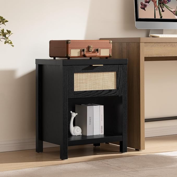 SICOTAS Rattan Night Stands Set of 2, Farmhouse Nightstand Bedside Table - Image 6