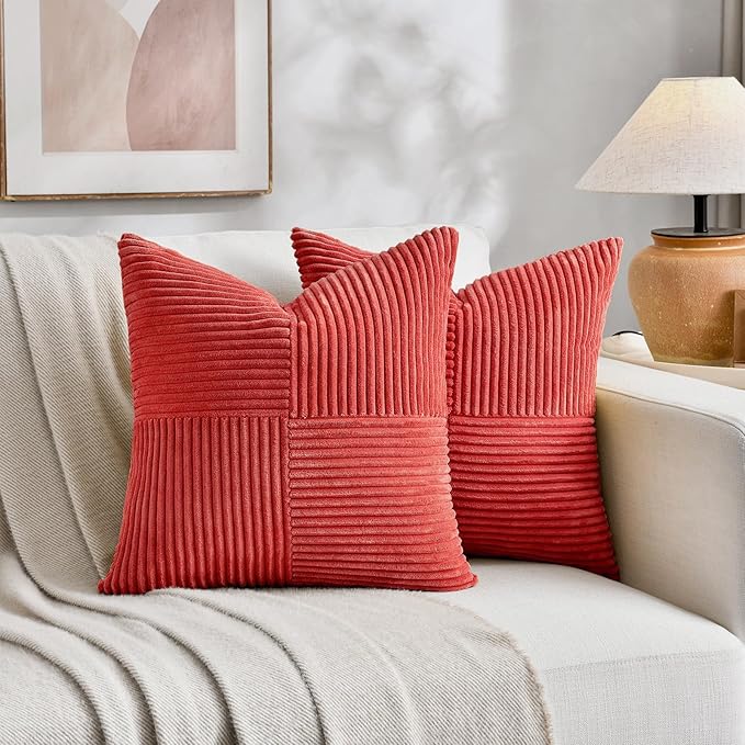 Fancy Homi 2 Packs Red Decorative Throw Pillow Covers 18x18 Inch - Image 7
