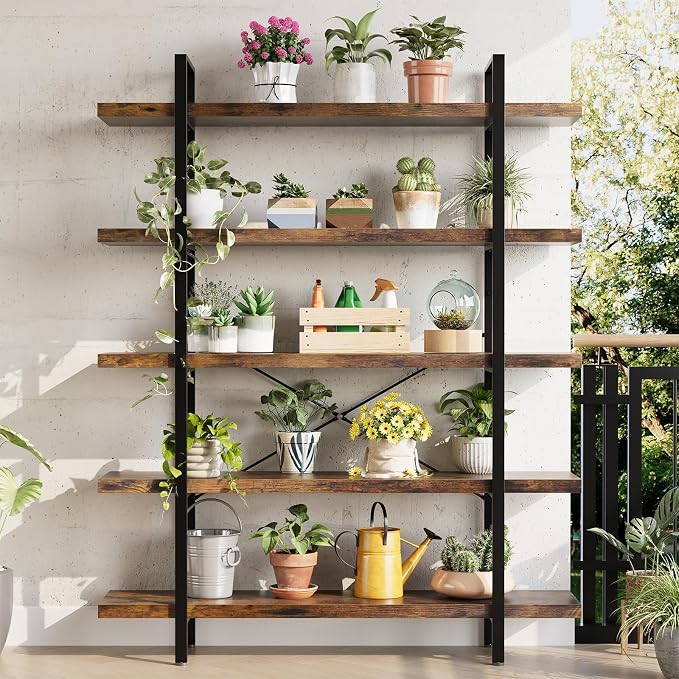 OtterOasis Bookshelf Set of 2, Heavy Duty 5-Tier Industrial Bookcase, 120lbs - Image 5