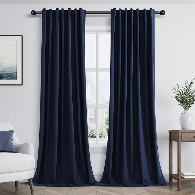 Guken Navy Blue 100% Blackout Curtains 96 Inch Length 2 Panels Set by Guken