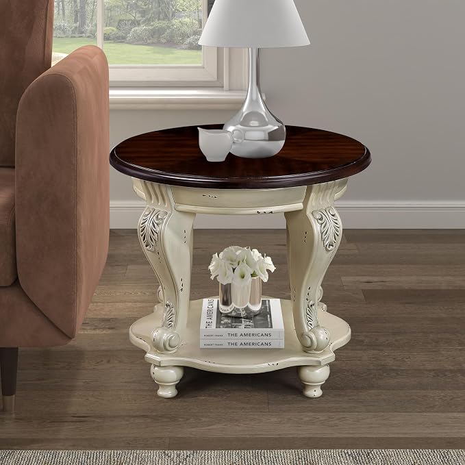 3-Piece Traditional Solid Wood Table Set, Vintage Table Set of 3 Includes 1 - Image 5