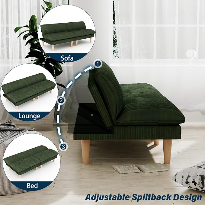 Ribilake 69" Futon Sofa Bed, 4 in 1 Multi-Function Couch Sleeper - Image 6