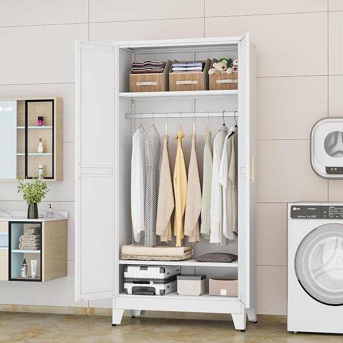erosoei 71 "Metal Armoire Wardrobe Closet, Steel Clothing Storage Cabinet - Image 6