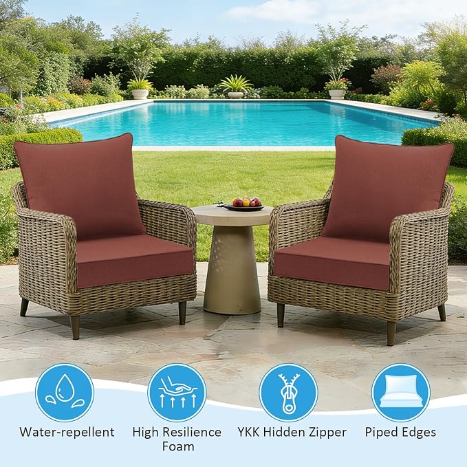 Sunbrella Outdoor Deep Seat & Back Cushion Set, 24 x 24 Inch Water Repellent - Image 4