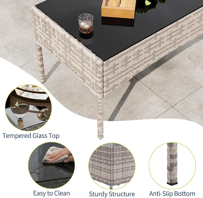 4-Piece Outdoor Furniture Set, PE Rattan Wicker Chairs - Image 6