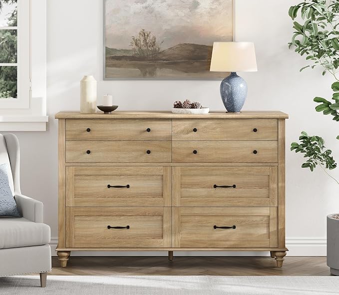 WAMPAT 8 Drawers Dresser for Bedroom, Farmhouse Dresser Chest of Drawers - Image 3