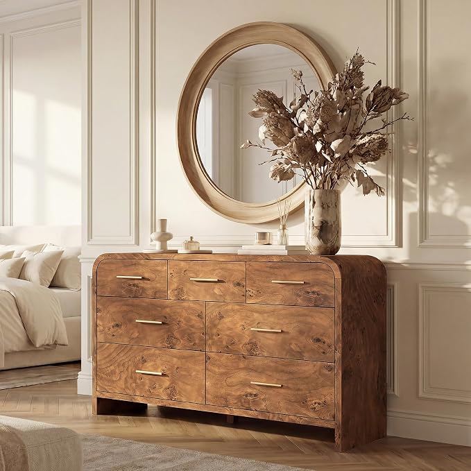 Curved 7-Drawer Dresser for Bedroom, 53.82" Wide Modern Chest of Drawers by TheBeautyofRusticRefined
