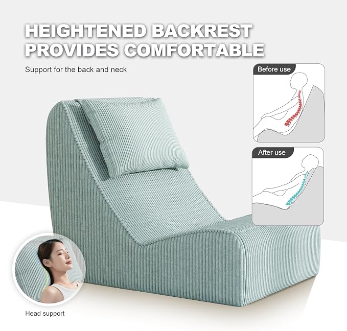 Giant Bean Bag Chair for Adults, Corduroy Chaise Lounge - Image 5