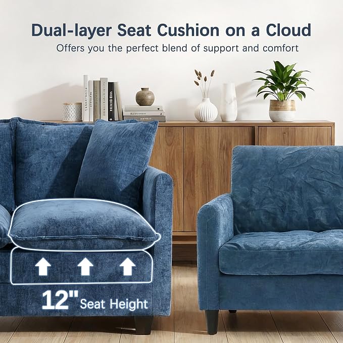 Loveseat Sofa, Comfy Chenille Small Couch - Image 4