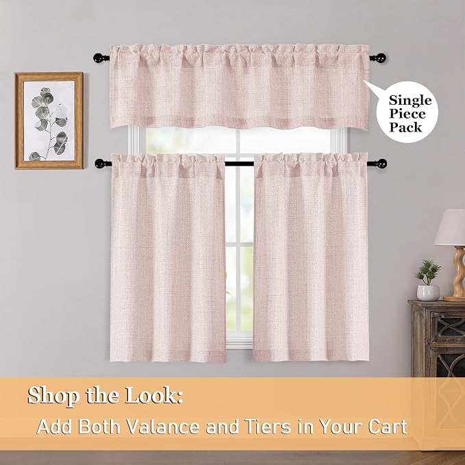 OWENIE Blush Pink Valances for Windows 1 Pcs 18 Inch Length, Light Filtering - Image 6