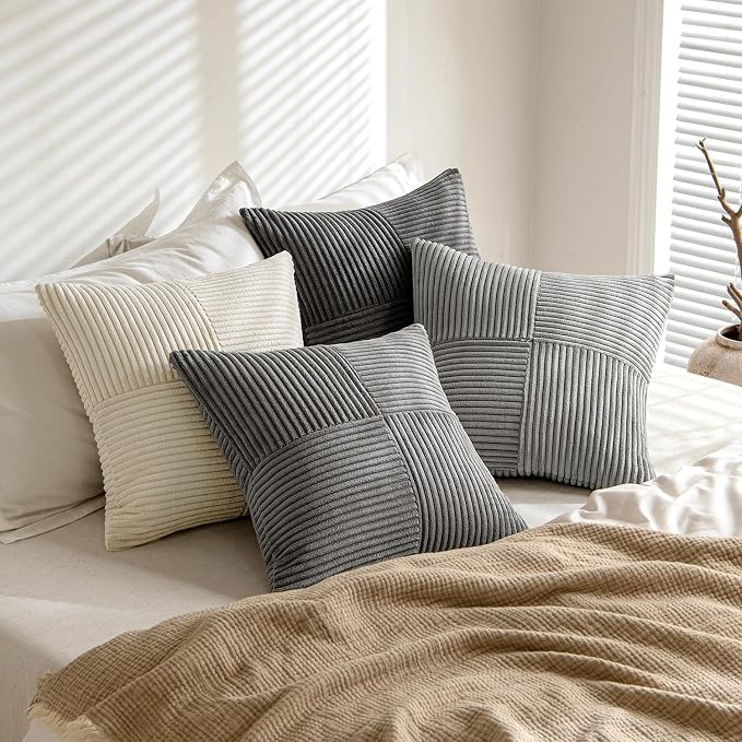 MIULEE Neutral Grey Decorative Throw Pillow Covers 20x20 Inch Set of 4 Modern - Image 4
