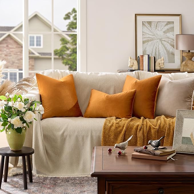GIGIZAZA Decorative Throw Pillow Covers 16x16, Velvet Sofa Boho Cushion Pillows - Image 2
