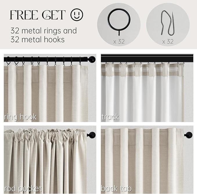 Topfinel 90 Inches Long Full Blackout Linen Curtains - Image 5