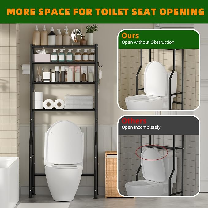 GloTika 4-Tier Over Toilet Storage - 150lb Total Capacity Metal Bathroom - Image 5