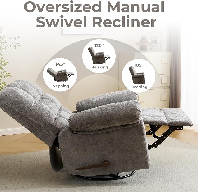 Swivel Rocker Recliner with Massage and Heat, Oversized Rocker Recliner with - Image 4