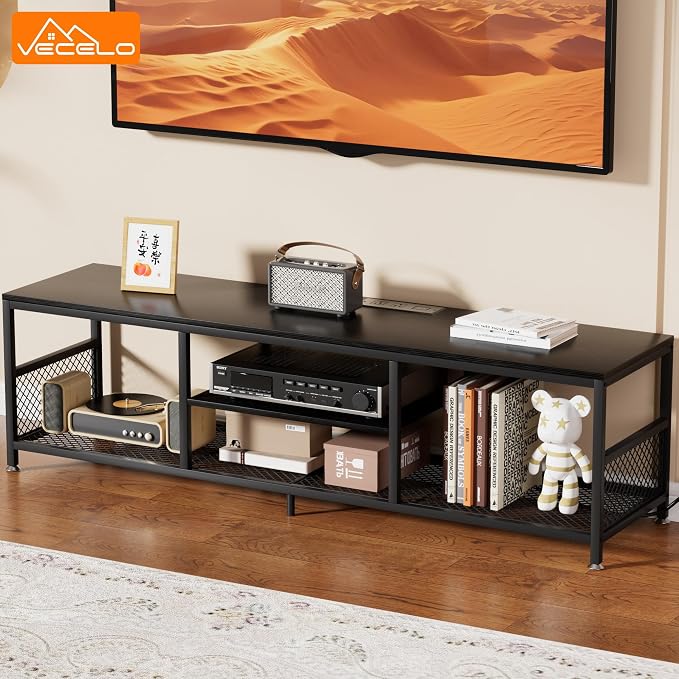 VECELO TV Stand with Power Outlets - Image 2