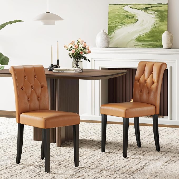 Welzona Upholstered Dining Chairs Set of 4, Button Tufted Parsons Dining Chair - Image 3