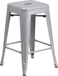 Flash Furniture Kai Commercial Grade 24" High Backless Silver Metal by FlashFurniture