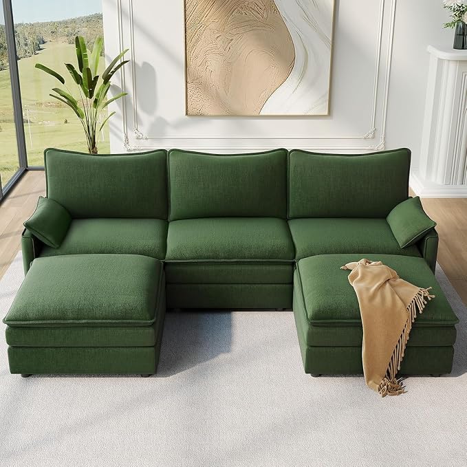 Vesgantti 108" U Shaped Sectional Couch, Comfy Cloud Modular Sectional Sofa by Vesgantti